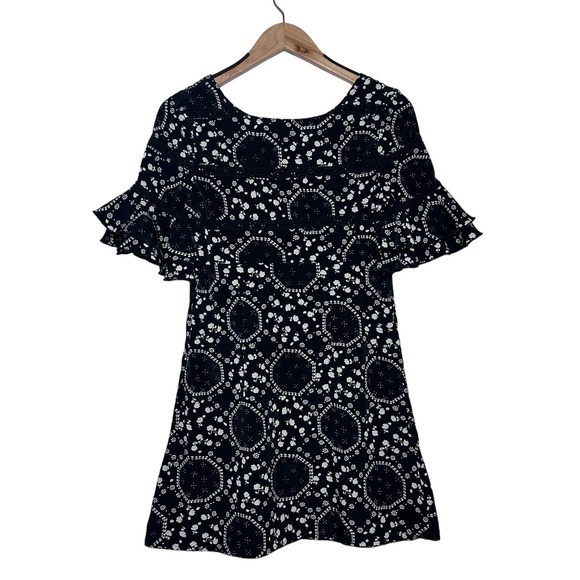 Free People | Women | Geo Garden Black White Floral Mini Shift Dress | Size 2 - Picture 3 of 15